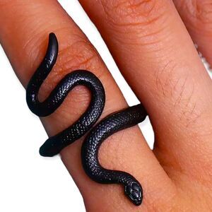 Black Serpent Slithering Snake Around Adjustable Open Band Ring Jewelry NEW